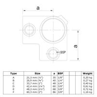 Doos Hoekstuk doorlopende staander-D / 42,4 mm (30 stuks)